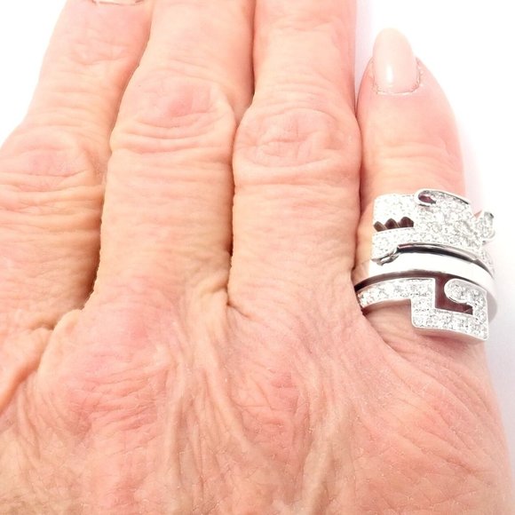 Authentic! Cartier Le Baiser Du Dragon 18k White Gold Diamond Ruby Ring Paper - Picture 9 of 10